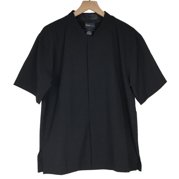 YEAH BABY Stefano Luxury Spa Uniform Scrub Top Solid Black Zip Up Size Small NWT - Picture 15 of 15